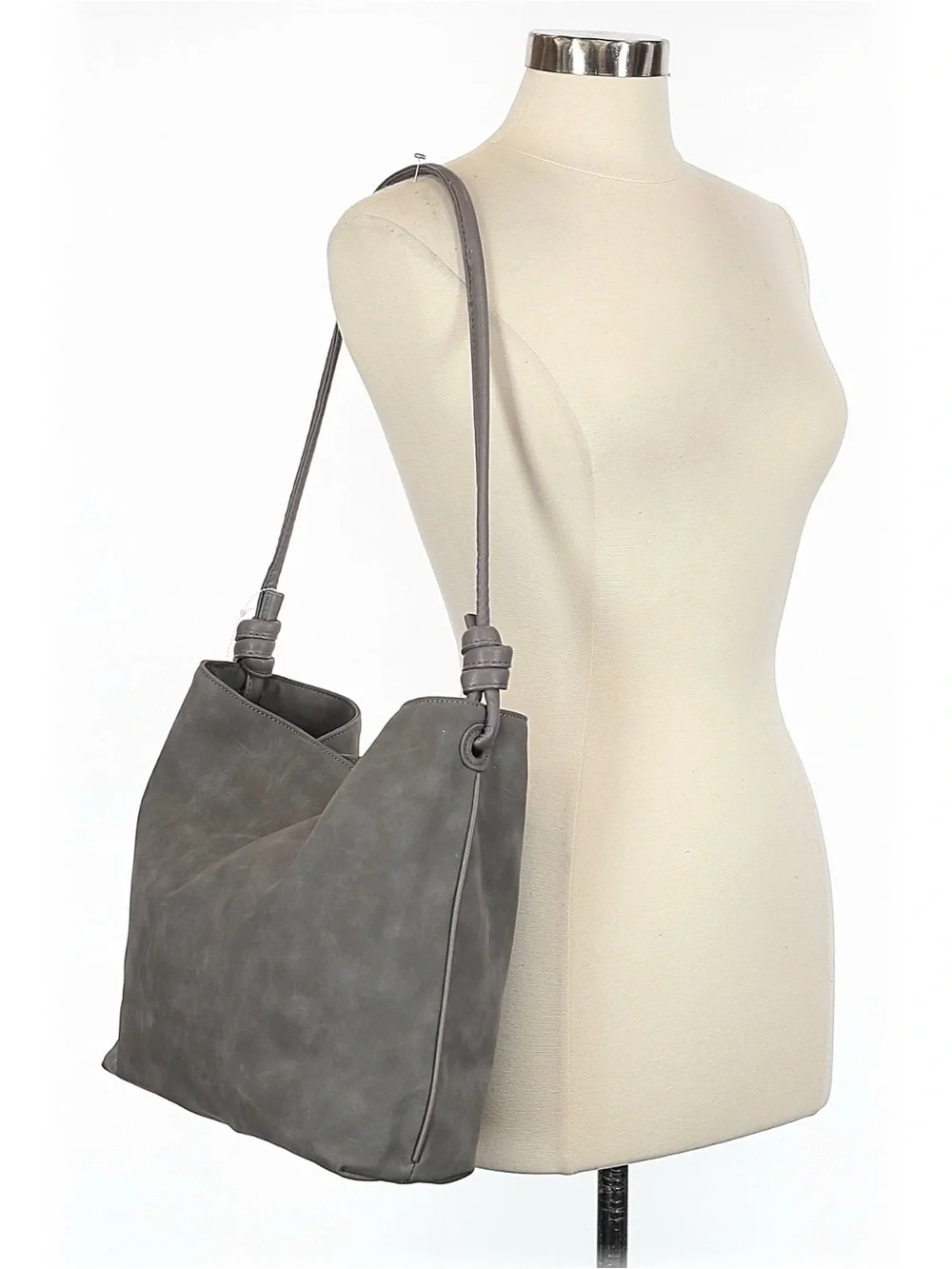NEW 8 Other Reasons Large Stylish Gray Betsy Hobo Suede Shoulder Bag Purse Tote - Picture 2 of 9